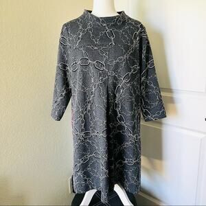 Sara Campbell Status Knit Jaquard Mock Neck Chain Print Dress